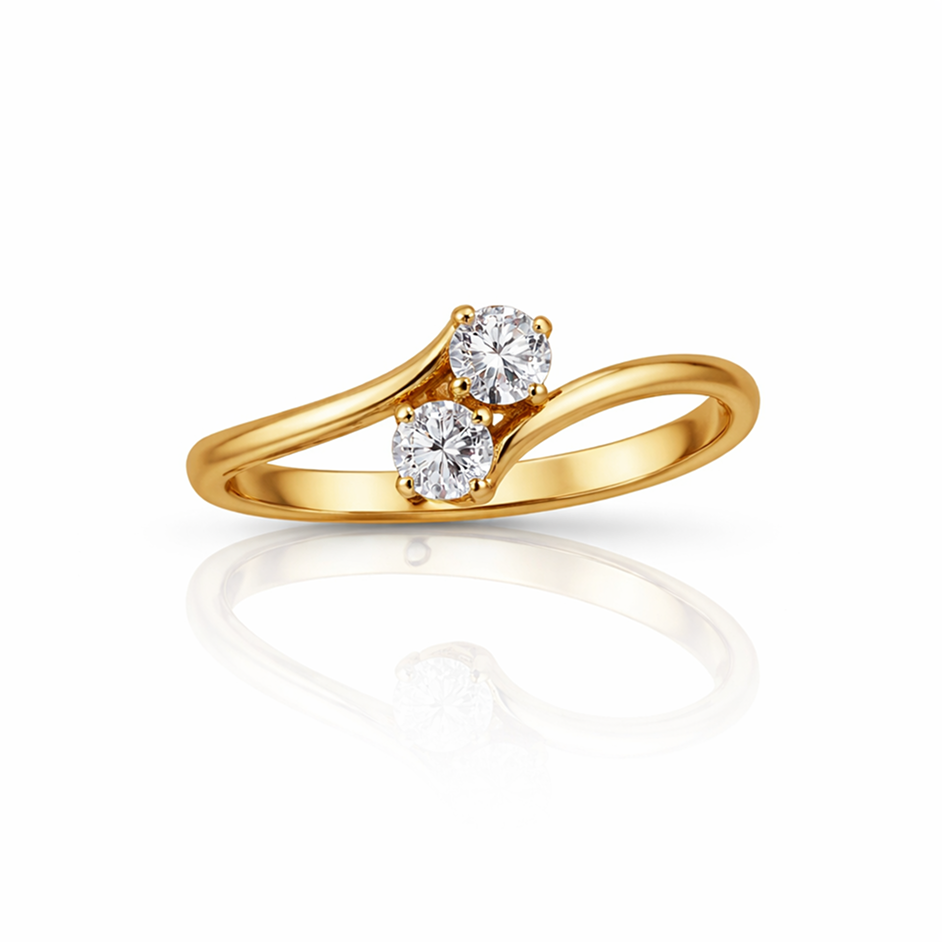 Elegant Two-Stone Diamond Bypass Ring